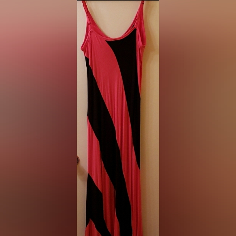 Slinky hot pink and black dress